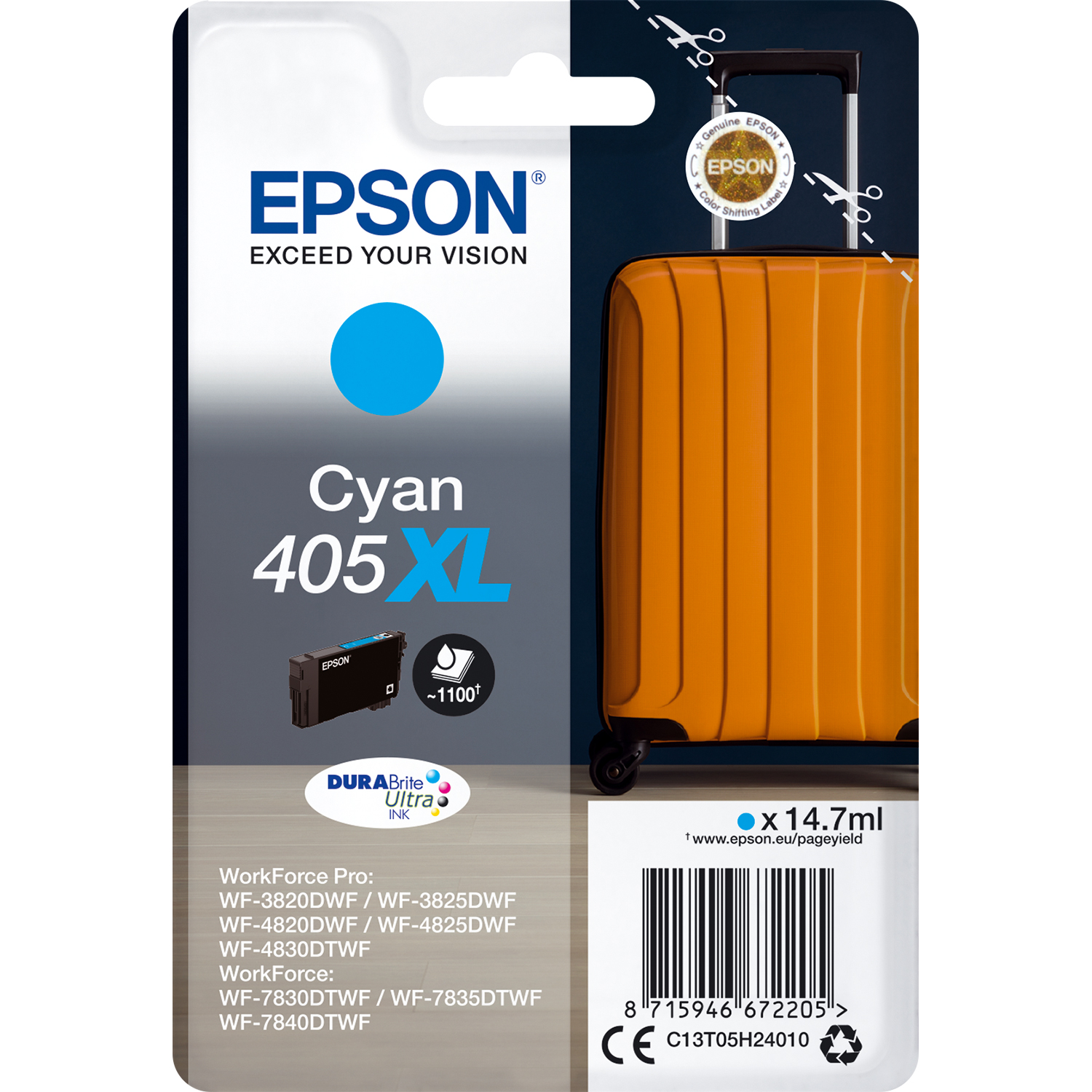 Epson 405XL Cyan 1100 sidor bläck C13T05H24010