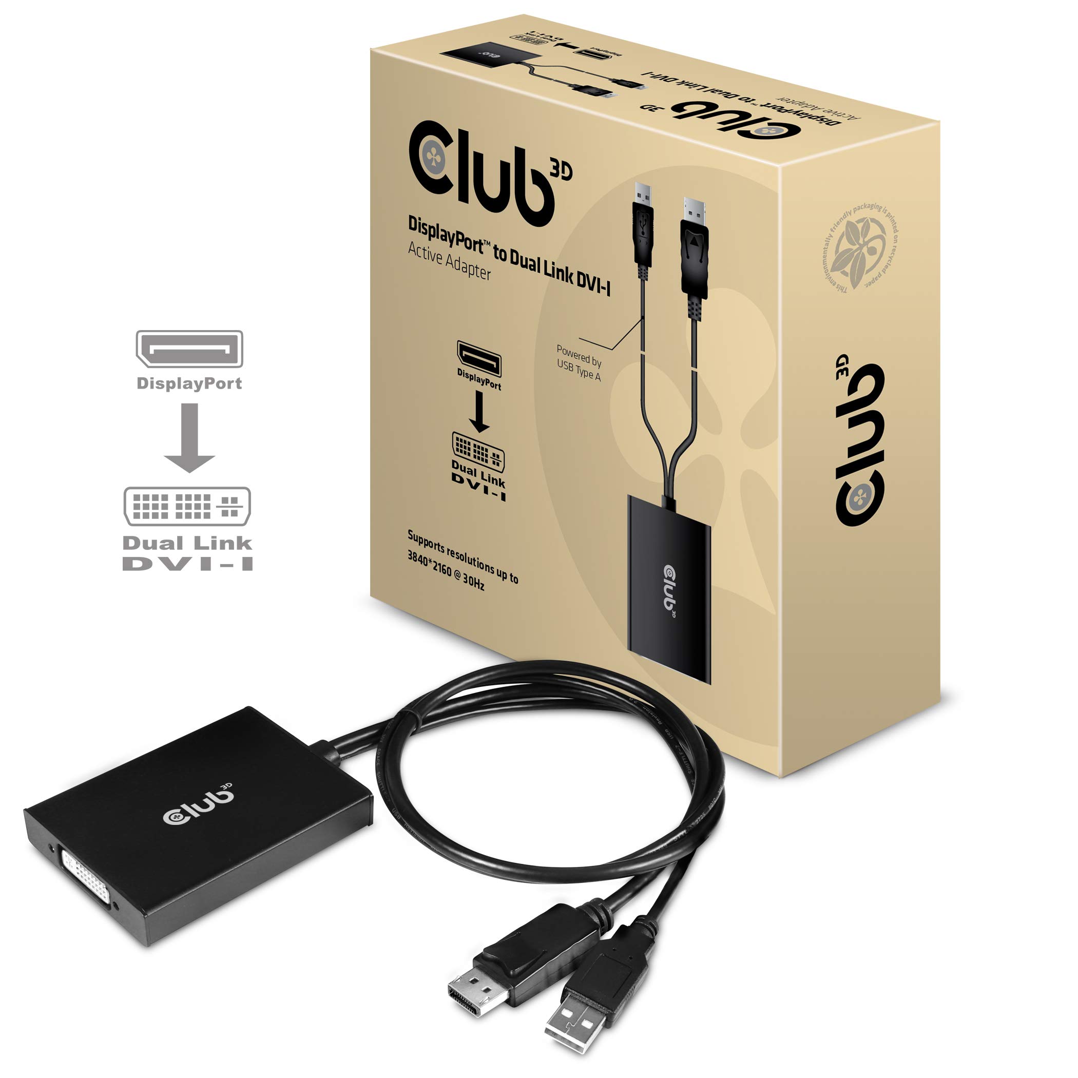 Club 3D CAC-1010-A DisplayPort 1.2a till DVI adapterkabel svart