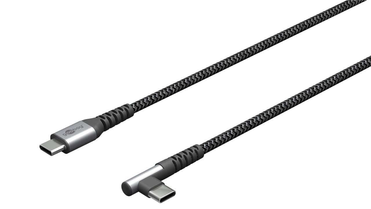 Goobay - USB-C ™ to USB-C ™ Textile Cable with Metal Plugs (Space Grey/Silver), 1 m
