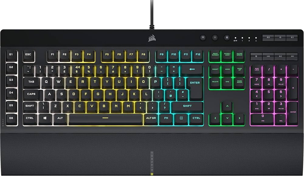 CORSAIR Gaming K55 RGB PRO tangentbord Gummitrykknap RGB/16,8 millioner färg Kabling Nordisk