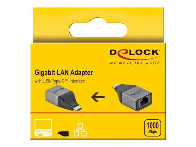 DeLock Netvärksadapter USB-C 3.2 Gen 1 1Gbps Kabling