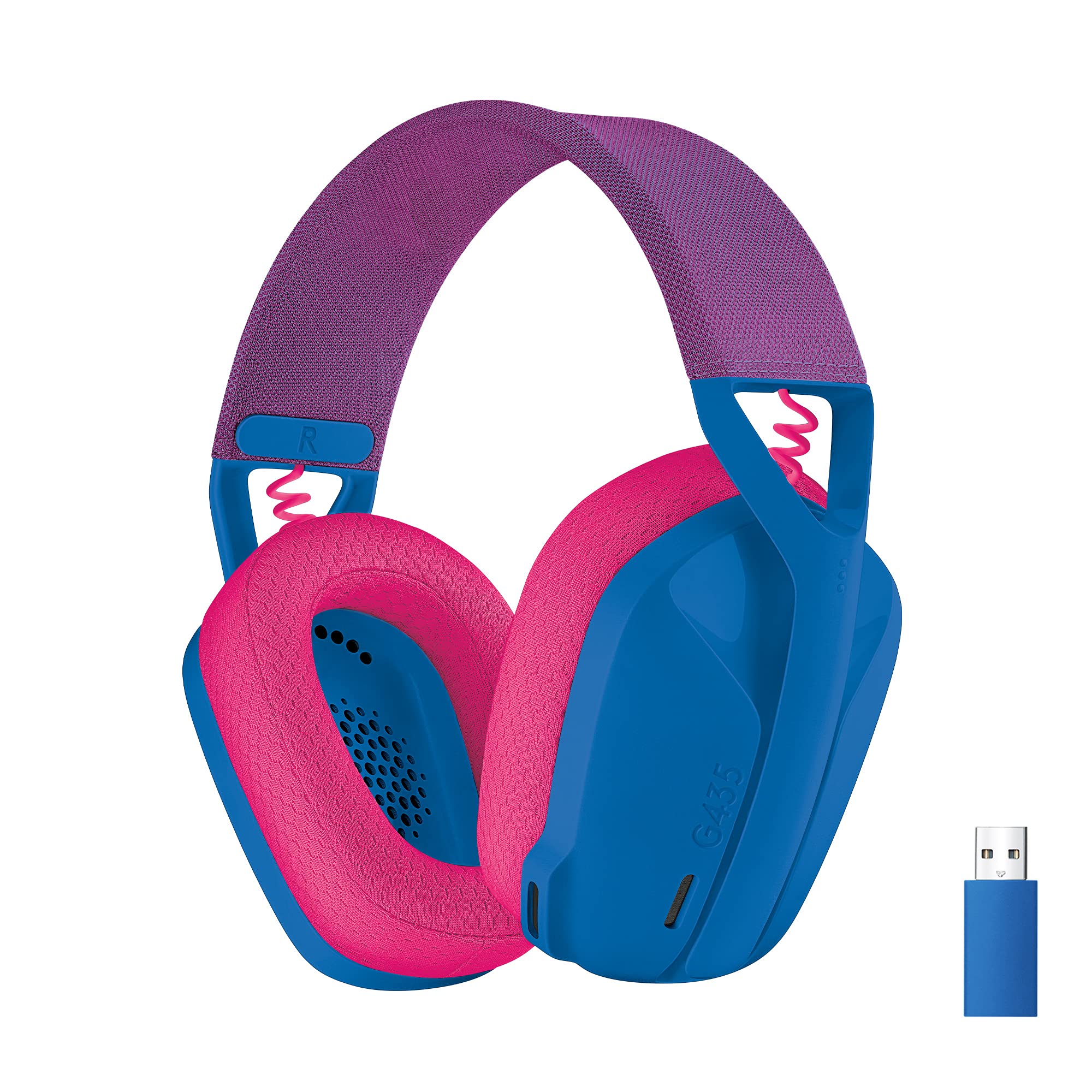 Logitech Lightspeed G435 trådlös hörlurar Blå Pink lila