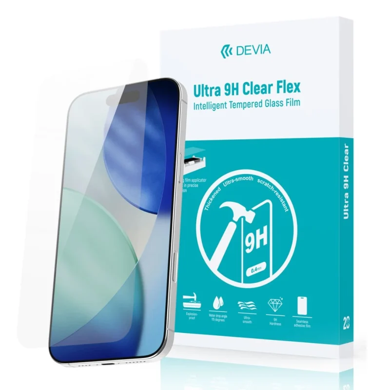 Devia hybrid glass Nano Explosion Proof 9H för iPhone 16 Pro with assist tool
