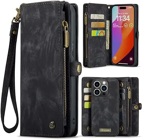 CaseMe läderfodral 008 iPhone 16 Plus – Svart