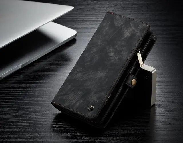 CaseMe (008)  äkta läder med dragkedja för Iphone Xr mörk
